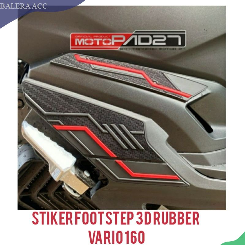 Stiker footstep Vario 160 3D Bahan karet Rubber Premium