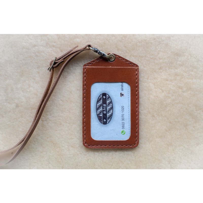 Nametag Kulit Asli ID Card Holder Double/2 Slot Kartu