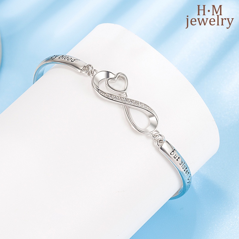 Gelang Tangan Sterling Silver 925 Motif Print Angka 8 Simple Untuk Wanita 2022