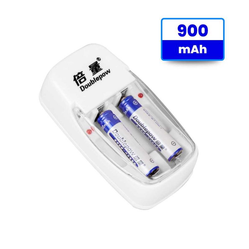 DOUBLEPOW Charger Baterai 2 slot AA/AAA with 2PCS AAA 900mAh - DP-B01