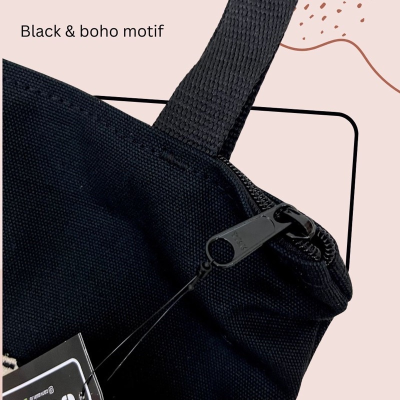 Tote bag black &amp; boho motif