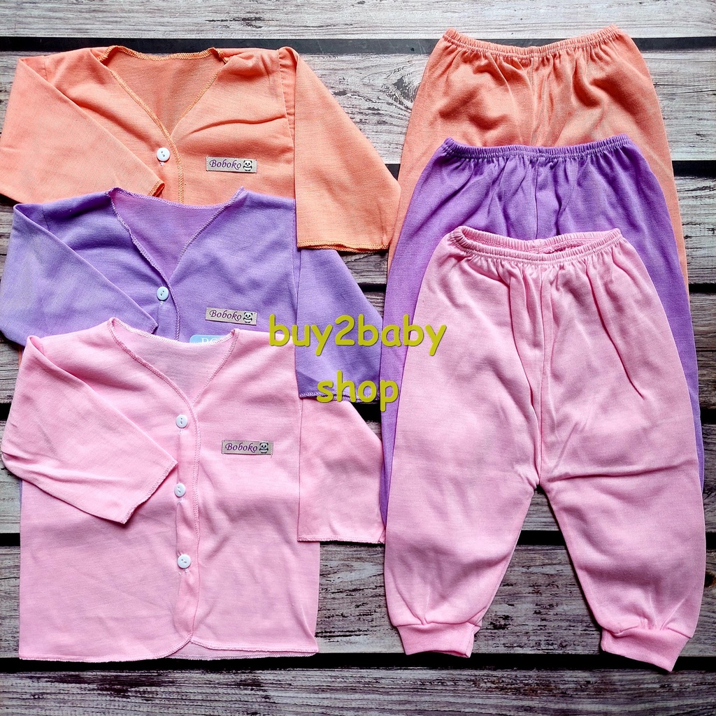 Boboko baju bayi setelan piyama/sarung tangan kaki/Topi/Popok Colorfull Series 0-3 Bulan isi 3 PCS