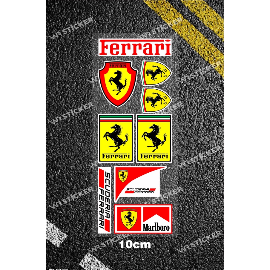 Stiker ferrari stiker logo sponsor stiker variasi motor helm satu set (bisa custom)