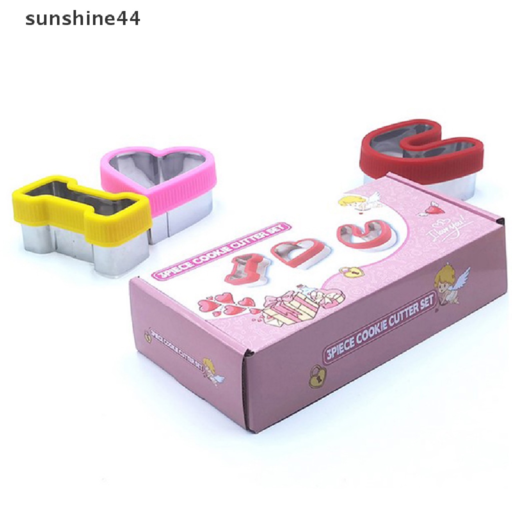 Sunshine 6Pcs / Set Cetakan Pemotong Sandwich / Roti Bahan Stainless Steel Tulisan I LOVE YOU