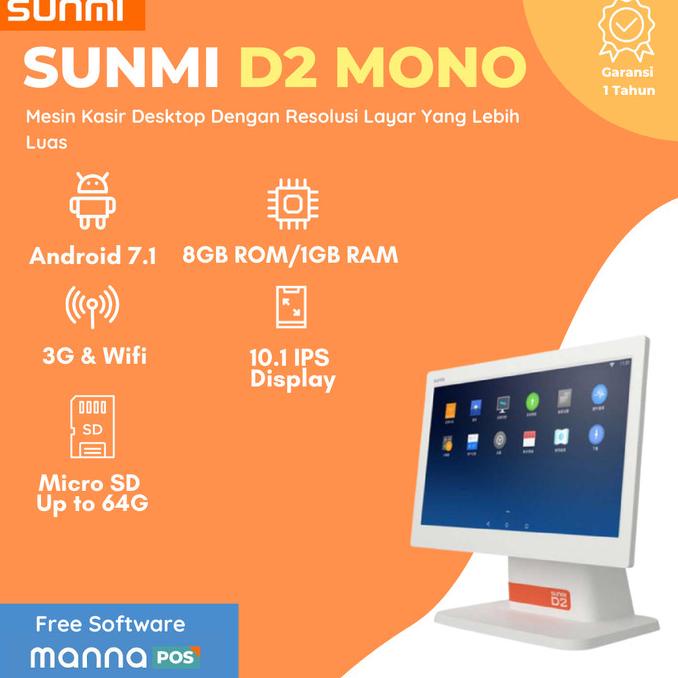 Mesin Kasir Android Desktop Portabel SUNMI D2 POS / OLSERA / QASIR