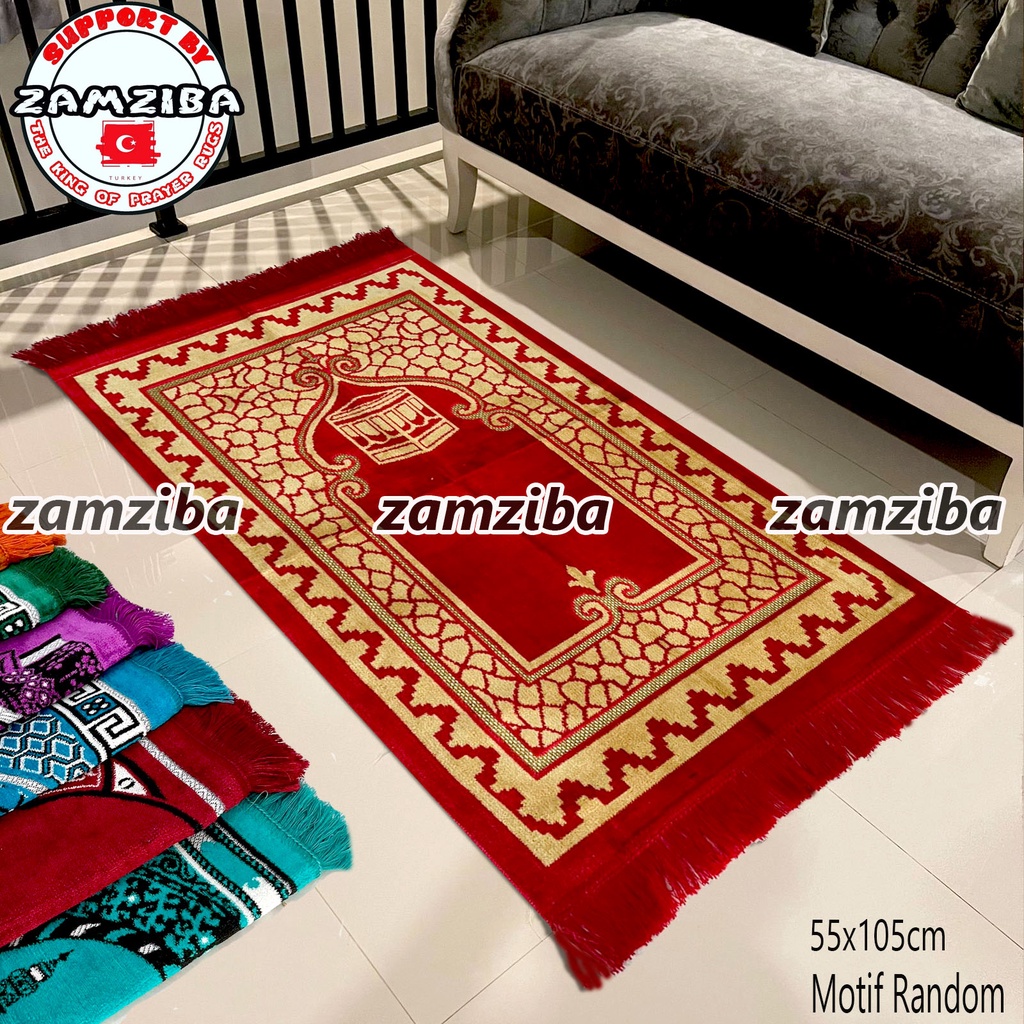 [COD] Zamziba Sajadah Turki Dewasa Bahan Tebal dan Lembut Ukuran Tangung 55x110cm Peralatan Sholat