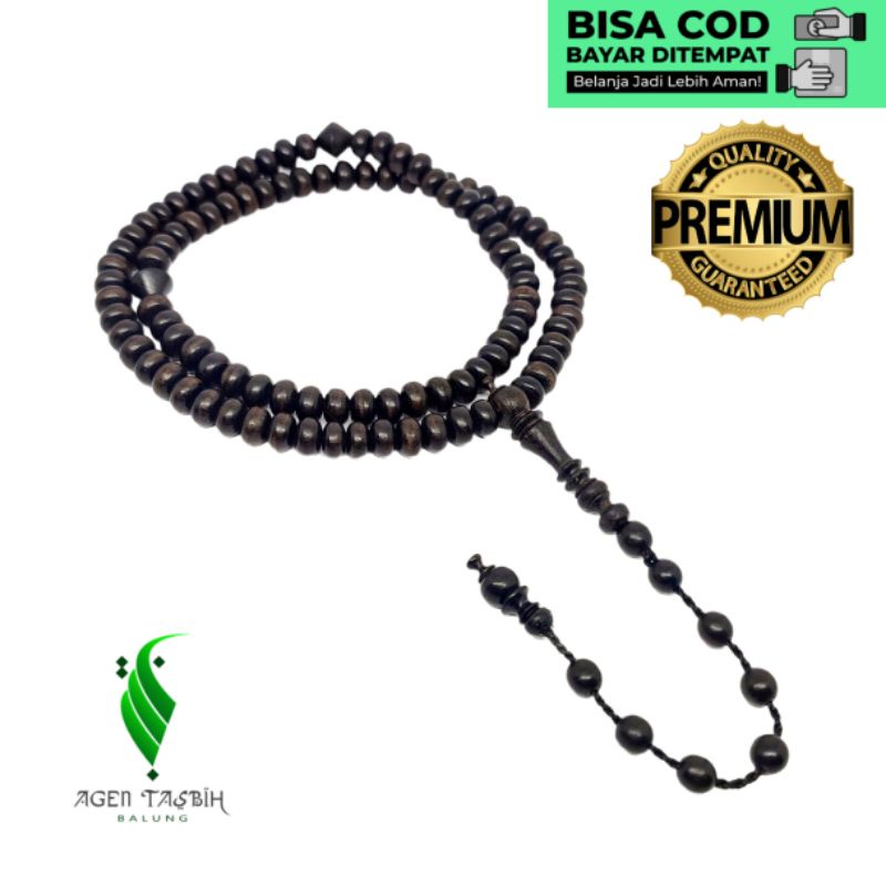 Tasbih Kelor Hitam Motif Pipih Size 4mmx7mm/Bisa COD