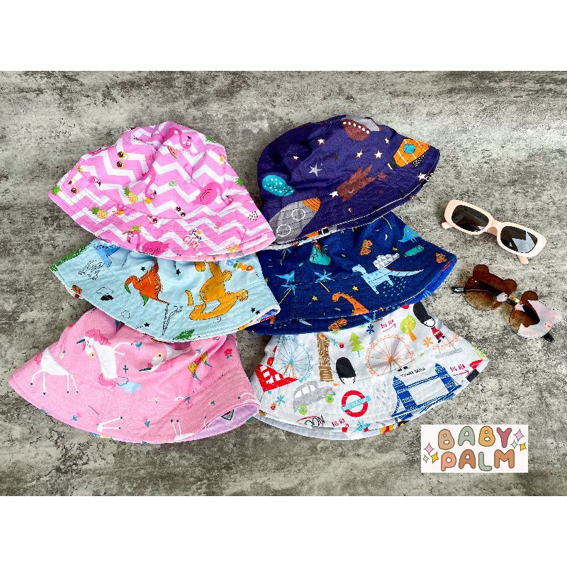 BUCKET HAT ANAK MOTIF BOLAK BALIK - TOPI BULAT ANAK - BUCKET HAT ANAK - BUCKET HAT BAYI