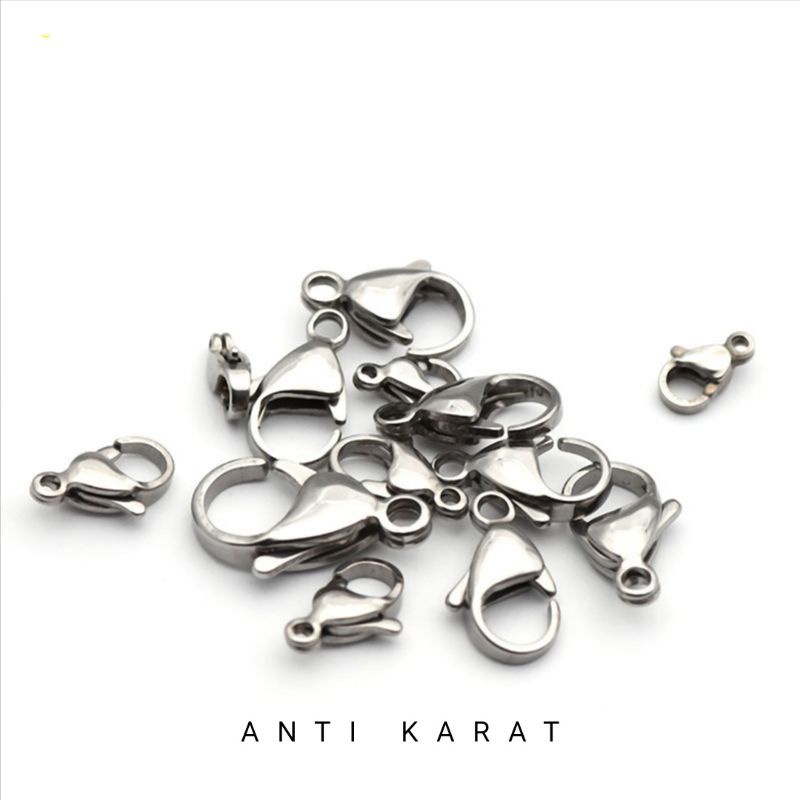 [COD] 10 PCS Kokot Udang Pengait Kalung Stainless Steel Anti Karat Silver 9mm