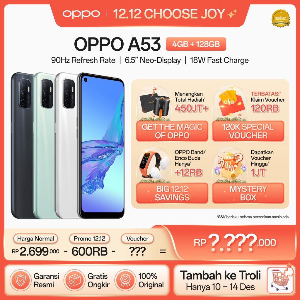 OPPO A53 4GB/128GB [18W FC, 90Hz Display, SD 460]