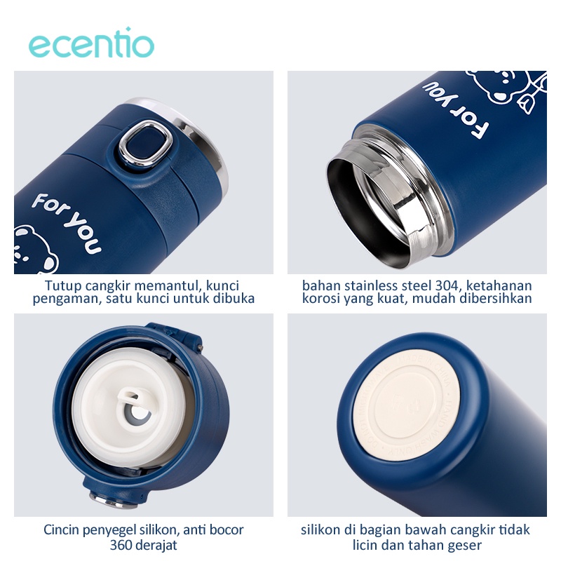 Foodi 420ml termos air panas mini Led Display Vacuum Cup 304 stainless steel Biru tua tumbler minum termos botol minum termos