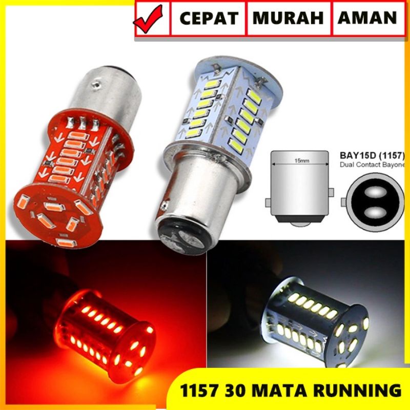 LAMPU STOP LED BELAKANG MOTOR BAYONET KEDAP KEDIP 30 MATA STROBO FLASH