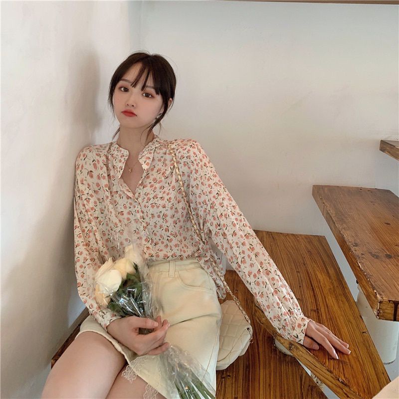 YEJIN KOREAN FLOWER VINTAGE - OVERSIZE BLOUSE