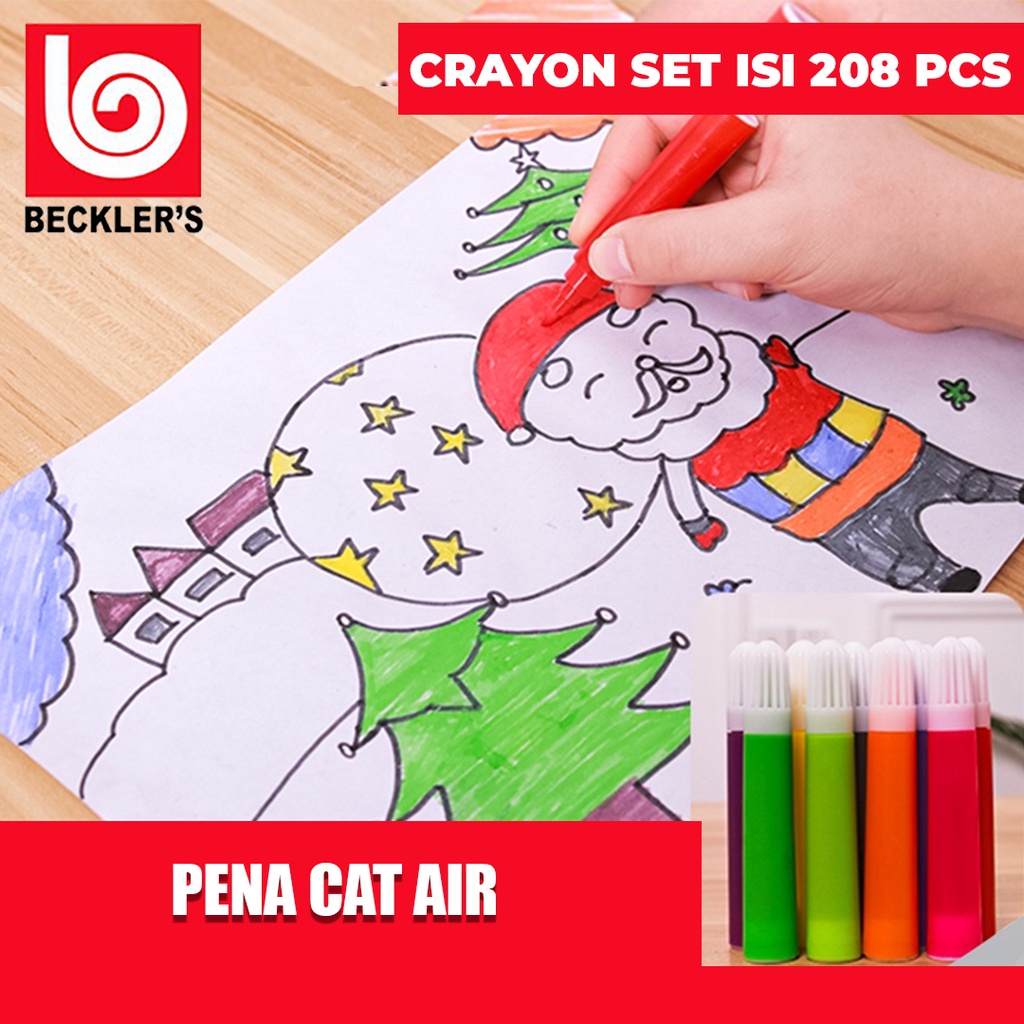 Crayon Set 208 Pcs / Pensil Warna Alat Menggambar Melukis Anak-anak Crayon Cat Air Pensi murah dan praktis