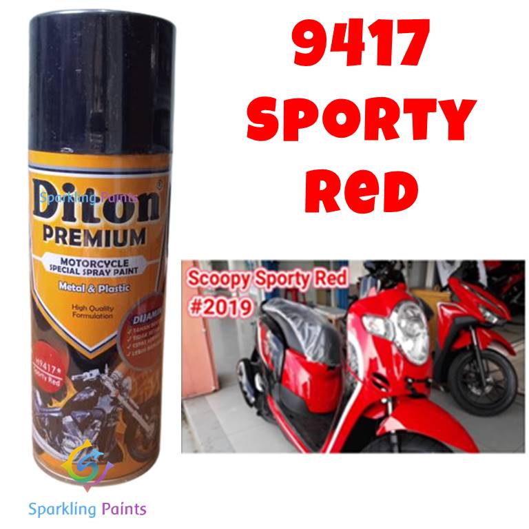 Pilox Diton Premium Honda Sporty Red 9417 Warna Merah Kilap pilok pylox pylok Cat Semprot