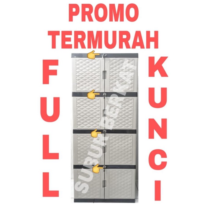 

KHUSUS JNE JTR Lemari Plastik Pakaian DIAMOND 4 SUSUN FULL KUNCI stock ready