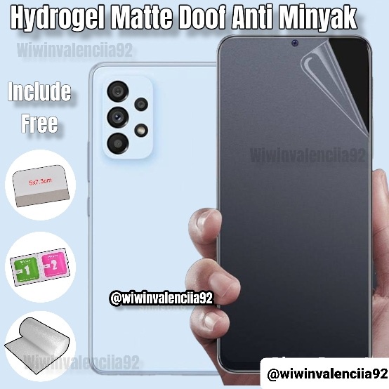 Hydrogel AG Anti Glare Front-Back OPPO A17 A17k A78 NFC A77s A57 4G A16 A16e A16k A15 A15s A12 A1k A11k A3s Hidrogel Matte Dof Full Cover-Ful Coverage doff Jelly-Jel Hydro Depan-Belakang Antigores Gores Transparan-Transparent Tipis-Bagus 5G S A77 E K 2022