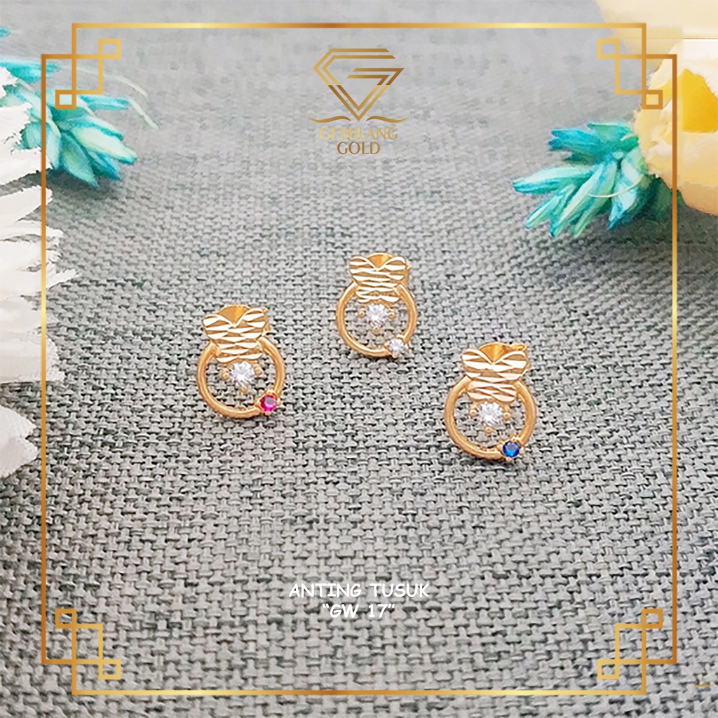 ANTING EMAS TUSUK KADAR 300 (6K) & 375 (8K) MODEL GIWANG ANTING GIWANG EMAS BULAT SIMPLE & MEWAH GIW