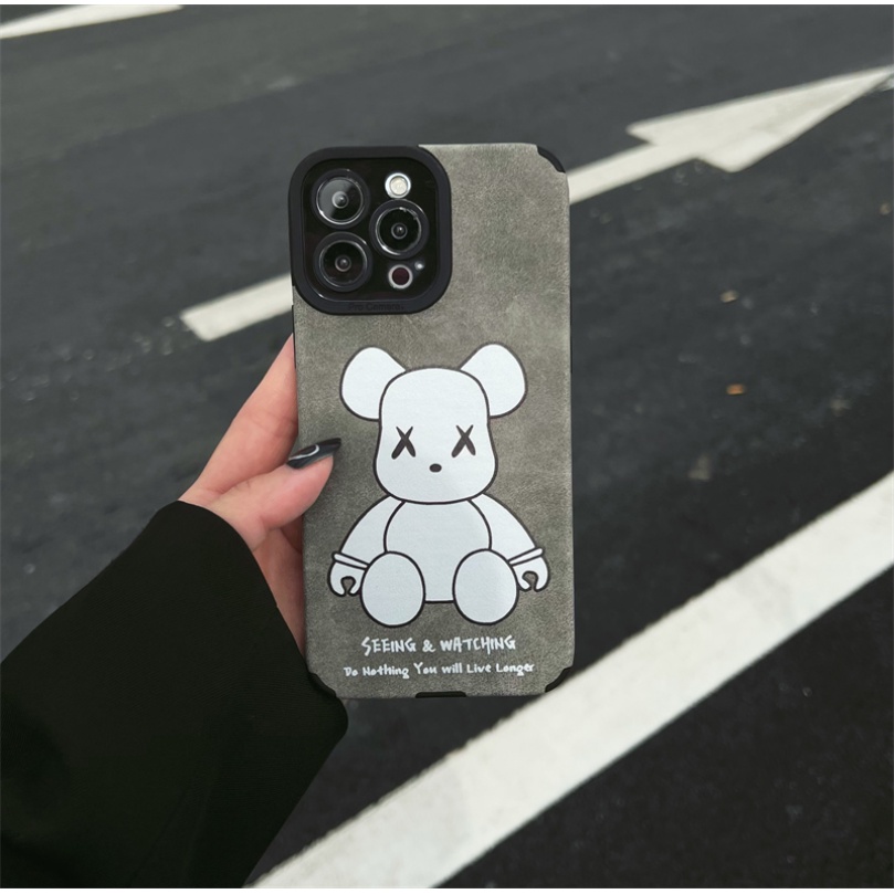 Casing Soft Case Bahan Suede Desain Violent Bear Untuk IPhone 14 13 12 11 Pro MAX 14 Plus