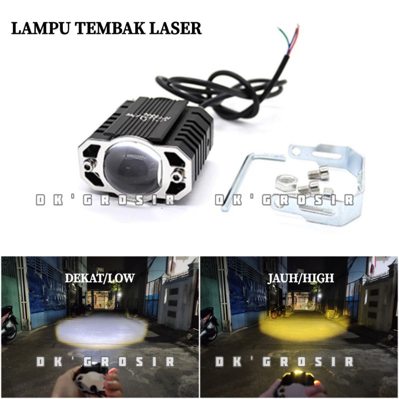 New IBRIGHT - Lampu LED Laser - Lampu Tembak sorot Laser LED Jauh Kuning dekat Putih - High Low -