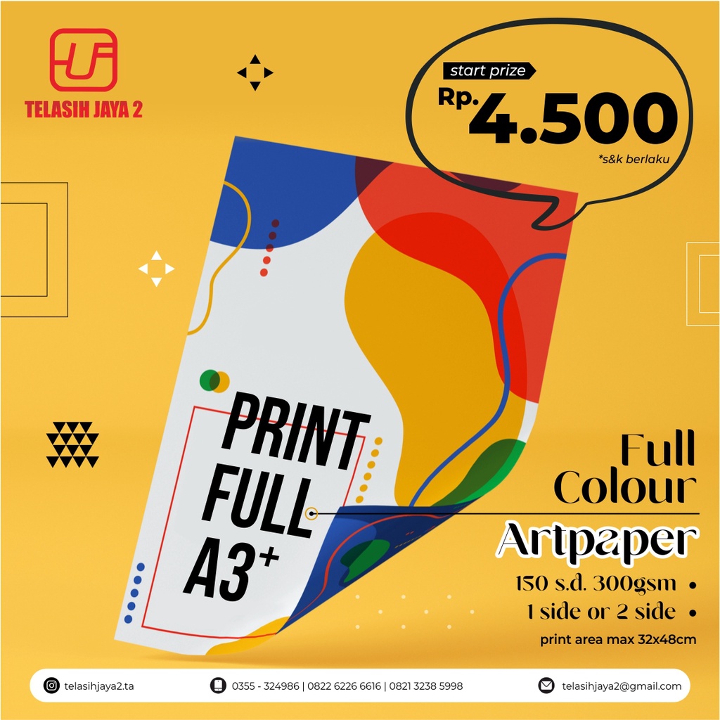 

CETAK ARTPAPER A3+ 150gr/190gr/230gr/260gr/300gr 1 SISI