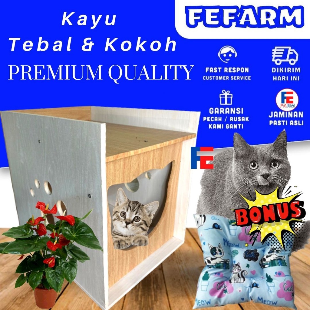 RUMAH HOUSE PREMIUM TEMPAT TINGGAL KANDANG KUCING ANJING HEWAN PELIHARAAN BESAR FEFARM