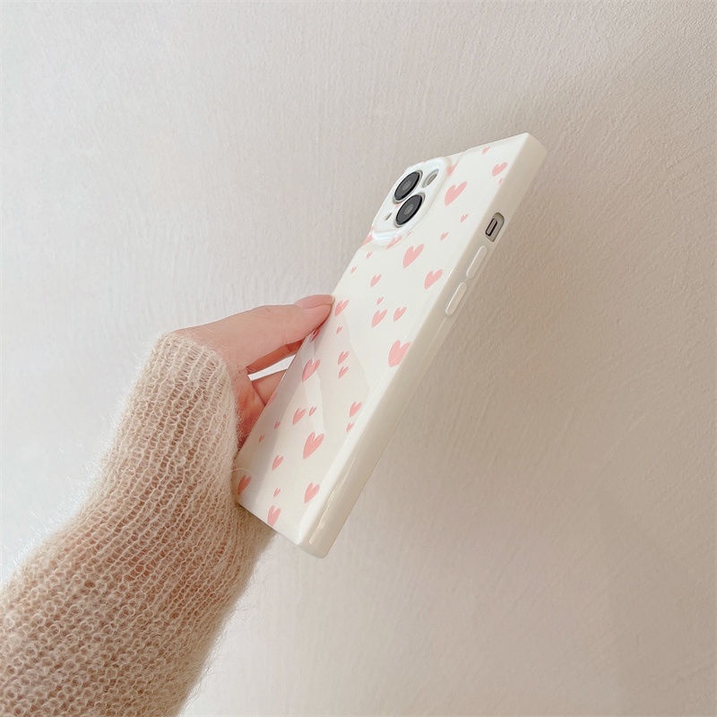 Casing Soft Case Motif Hati Pink Untuk IPhone 12 13 14 11 Pro Max Gghhb