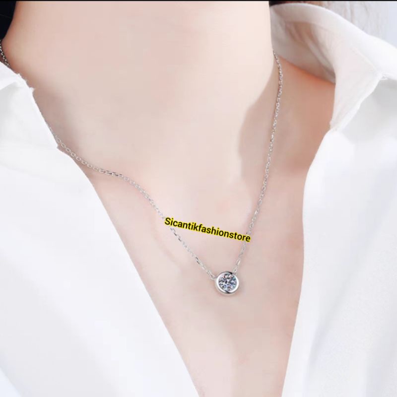 KALUNG TITANIUM WANITA RANTAI KECIL LIONTIN MATA SATU ASLI TITANIUM TRENDING TERBARU ANTI KARAT SELAMANYA PERHIASAN WANITA LAPIS EMAS 18K PERHIASAN WANITA