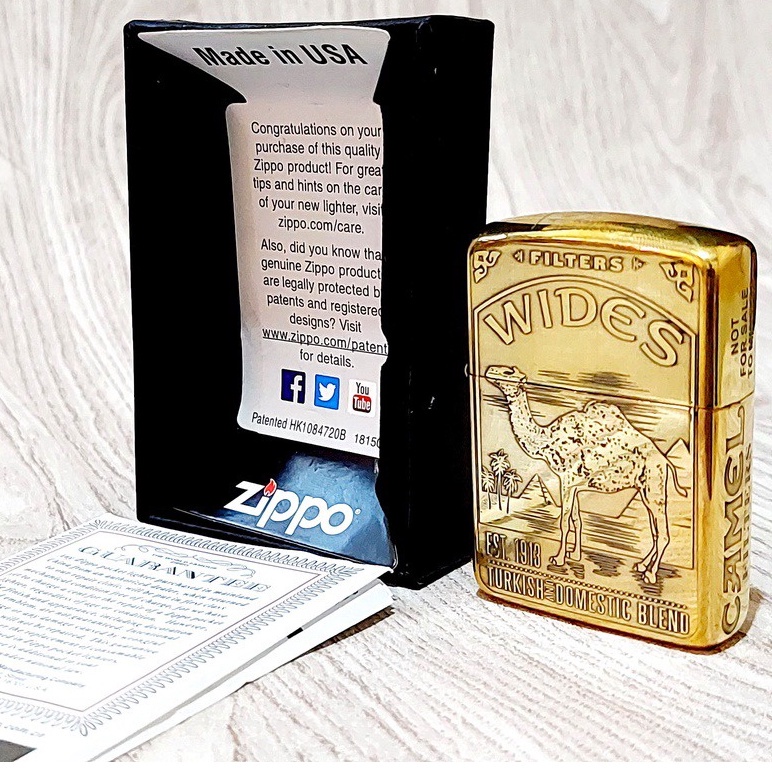 Korek Zippo Gold Wides Camel Grafir Grade Ori