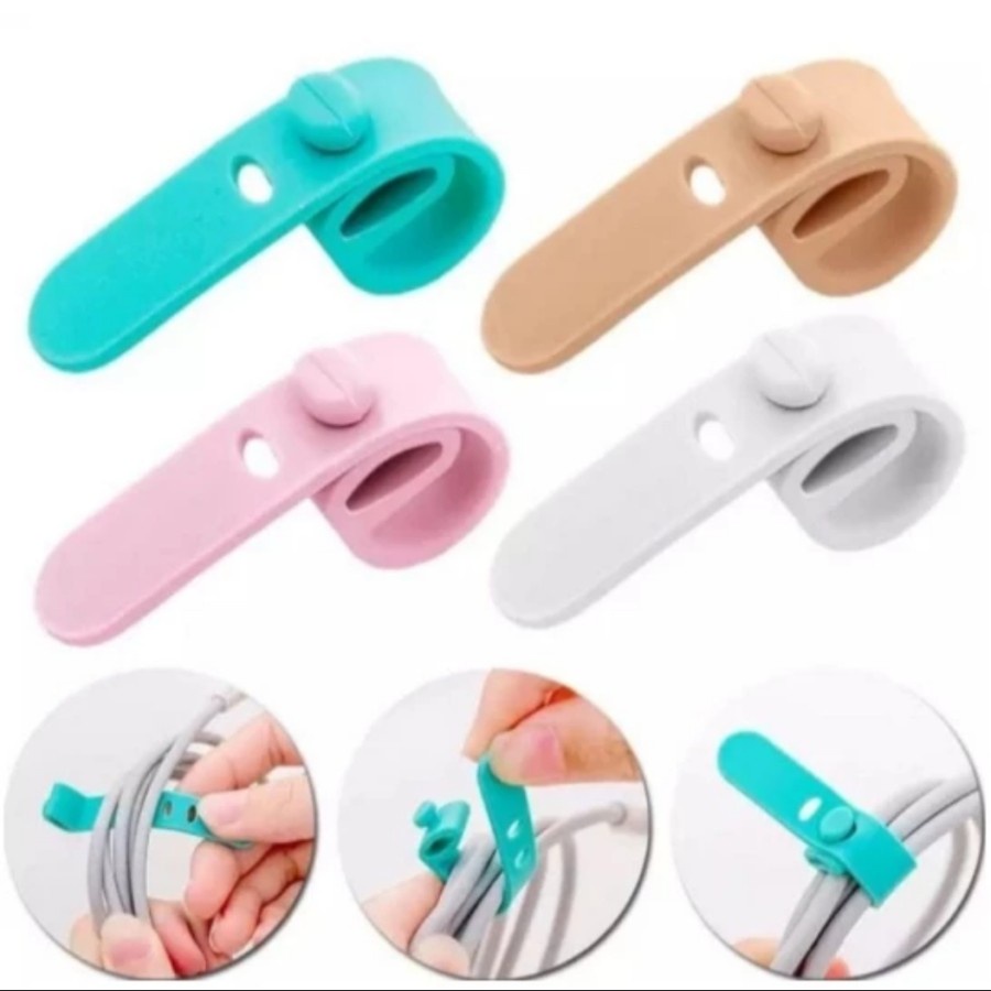 Pengikat Kabel Silikon Tie Strap Wrap Perapih Charger Cable Earphone A