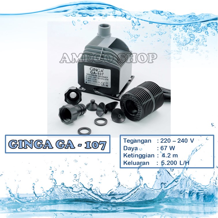 GINGA Pompa Air Celup Aquarium Water Pump GA 107