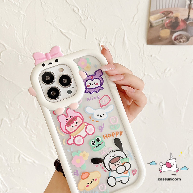 Casing Realme C35 C33 C15 C21Y C31 C25Y C11 C30 C25 C25s C21 C2 C1 C3 C17 5 8i 8 8pro 7 9 9pro+6i 9i 5s 5 7i Cute Graffiti Kuromi Melody 3D Bow Monster Lens Soft Penutup Belakang