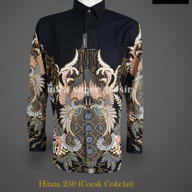 Kemeja Alisan, Kemeja Batik Printing Alisan Slimfit Lengan Panjang - MAROON-245, 15=(M)