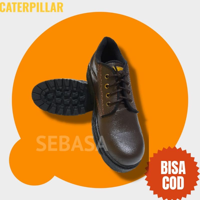 sepatu safety pendek tali warna coklat