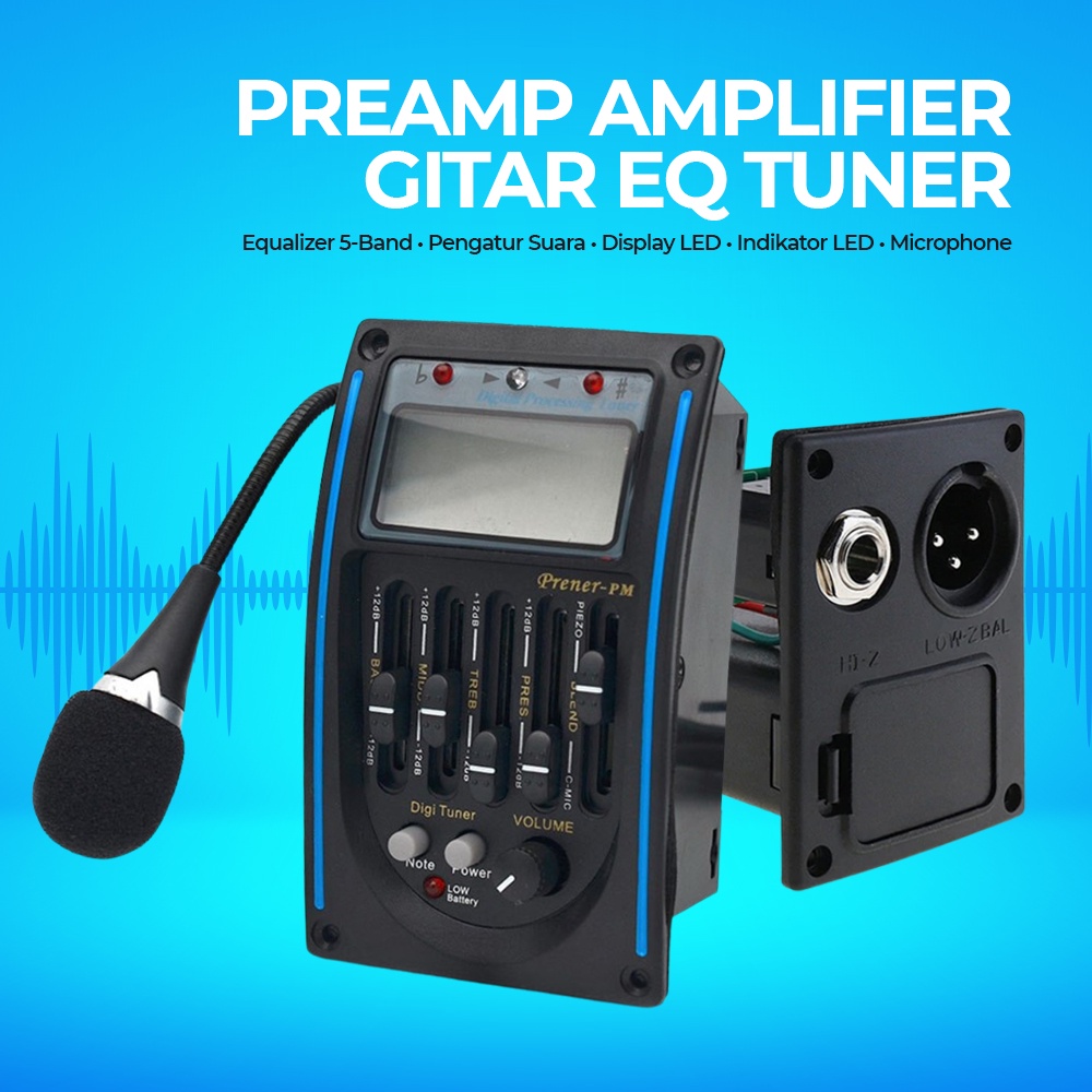 Preamp Amplifier Gitar EQ Tuner dengan Microphone - LC-5 - OMSKB8BK Black