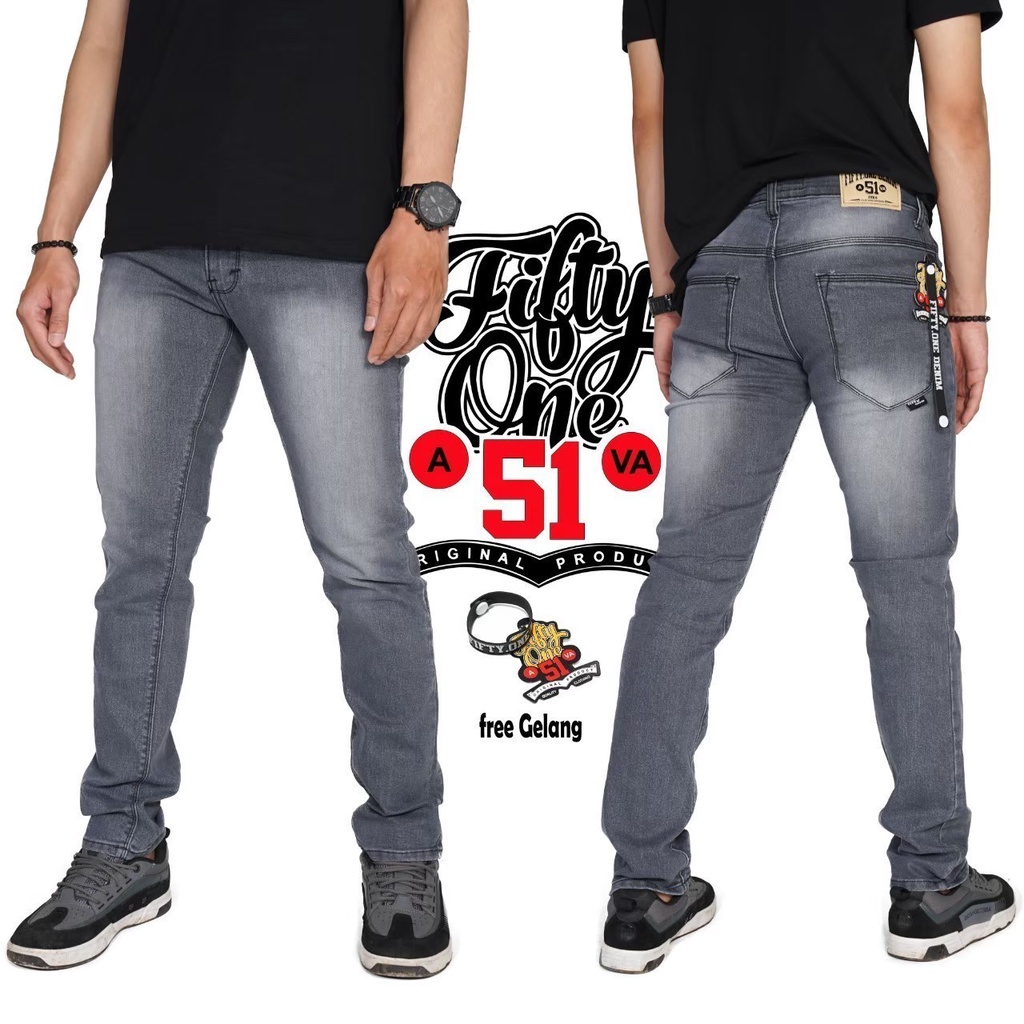 celana panjang jeans fifty one pria / jeans panjang pria slim fit / jeans pria slim fit  / jeans pensil pria