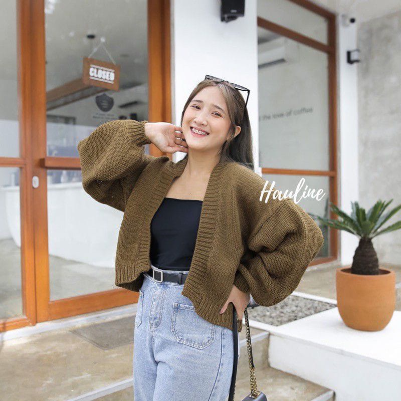 CARDIGAN RAJUT WANITA TANGAN BALON