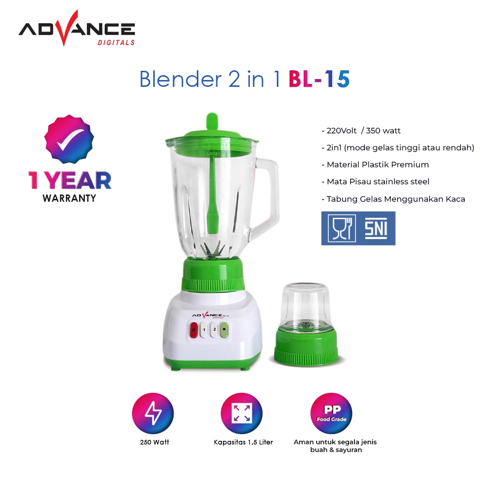 ADVANCE Blender BL-15 Multifungsi 2N1 Penggiling Cangkir Blender Rumah Tangga Juicer