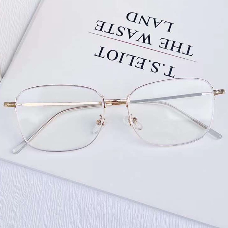 (YUZHU) Mode Baru Logam Bingkai Tipis Kacamata Hitam Vintage Mode Cahaya Kerai Kacamata Hitam Anti Biru Eyeglasses