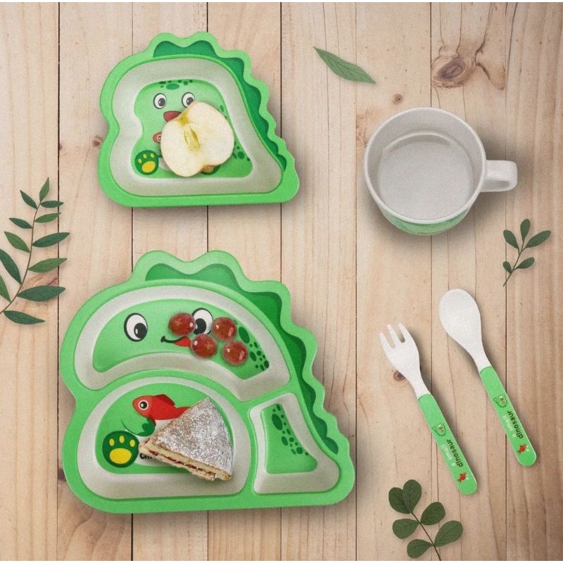 Baby Safe Feeding Set Dino FS607 - Set Peralatan Makan Bayi