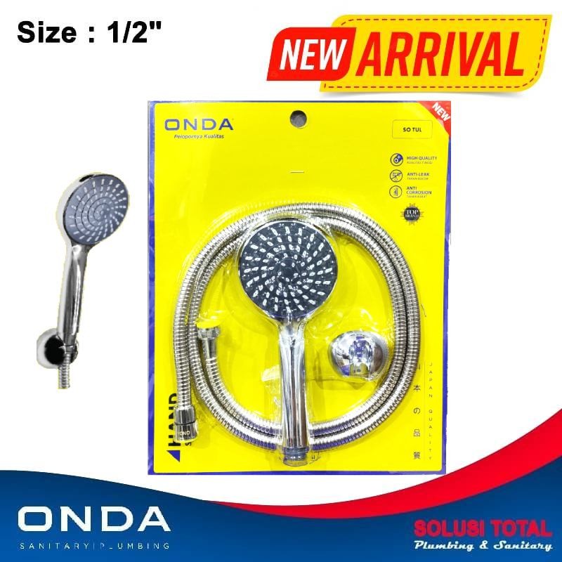 SO TUL ONDA Hand Shower Set 1/2" + Selang Hose + Braket Chrome NEW