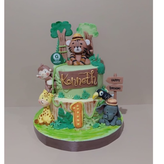 

ANIMALS HAPPY BIRTHDAY UK 20+15CM / KUE ULANG TAHUN