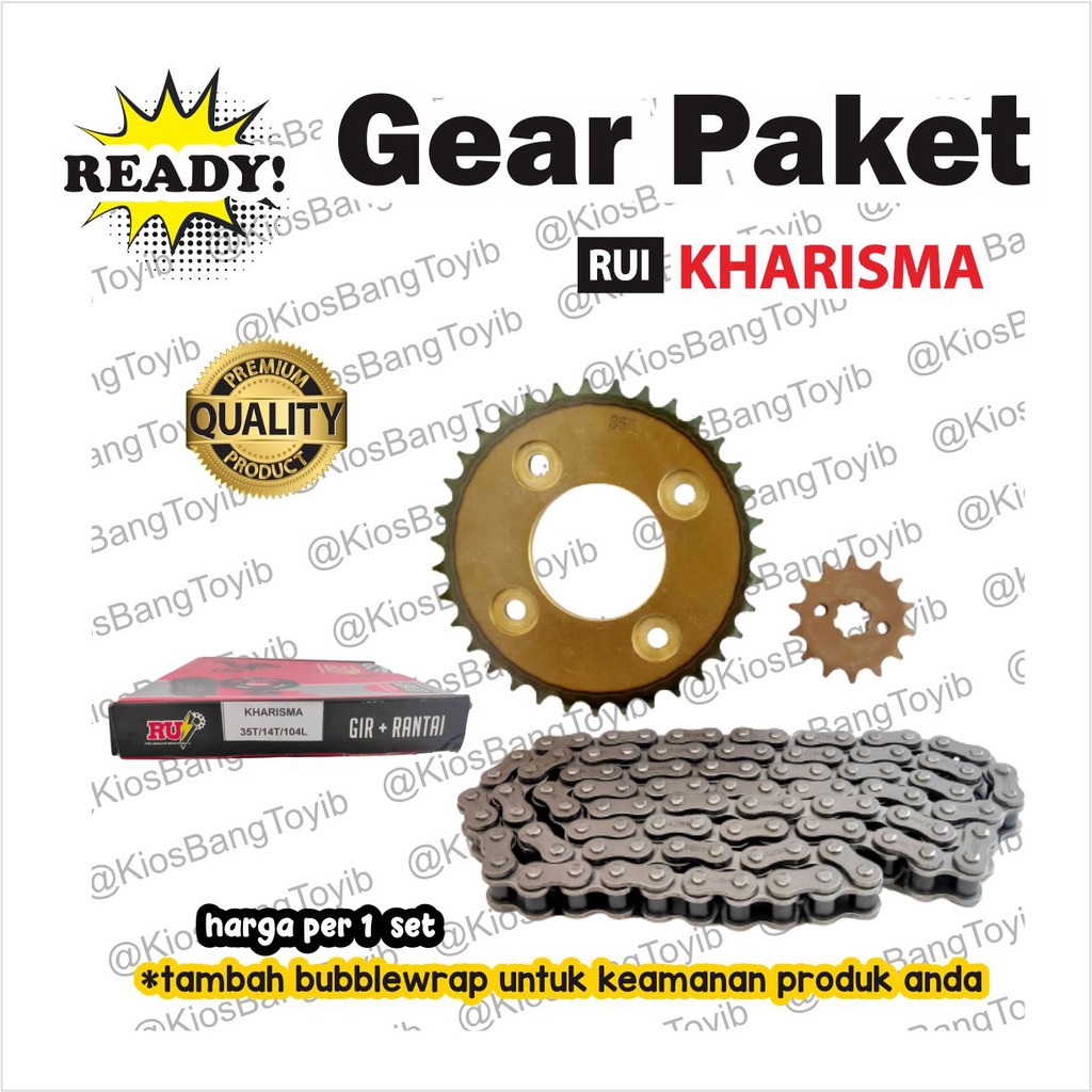 Gear Paket Set Depan Belakang + Rantai Karisma Supra X125 35T / 14T - 104L (RUI/MAHKOTA)