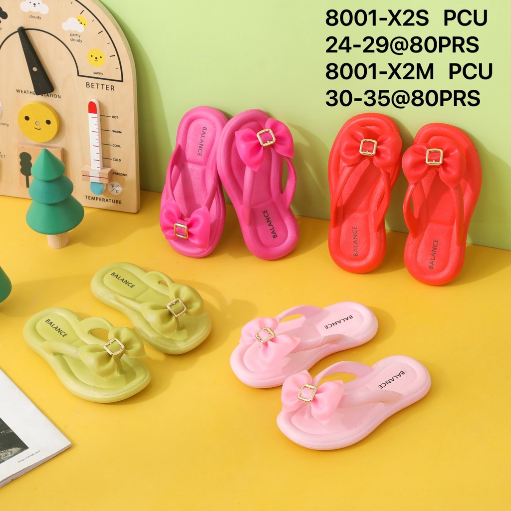 Sandal Jepit ANAK Perempuan Import Karet Jelly Empuk Tebal Anti Slip Motif Pita Gold 8001-X