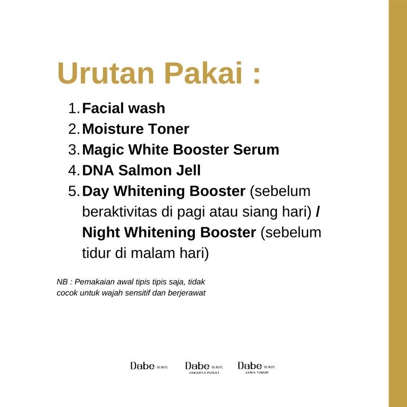 Dabe Beaute Perfect Booster Salmon Package (Paket Whitening Booster+Facial Wash+Toner+Salmon Jell)