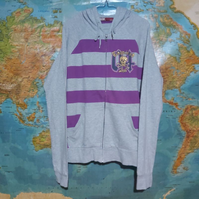 hoodie zipper ASK ENQUIRED striped backprint original