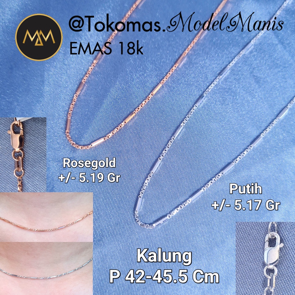 Kalung emas bamboo twist emas putih rosegold 750 kadar 18k