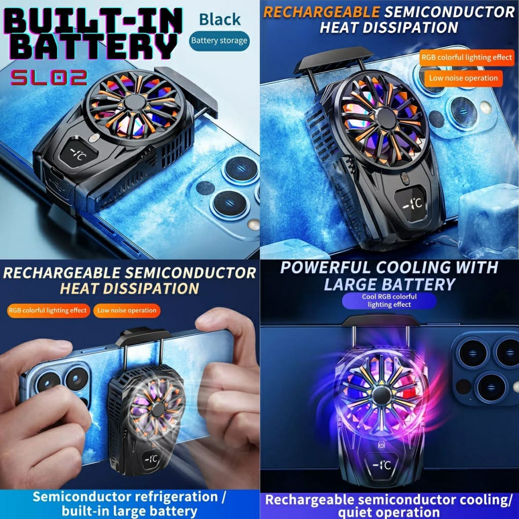 Fancooler Radiator Pendingin Hp Cooler HP Gaming RGB light Dengan Indicator Wireless Tanpa Kabel Semiconductor Tanpa suara