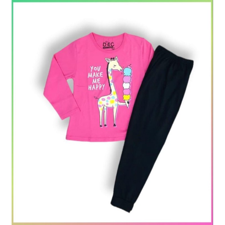 Piyama anak perempuan lengan panjang perempuan  baju anak perempuan kaos anak perempuan D&C ORI Gros