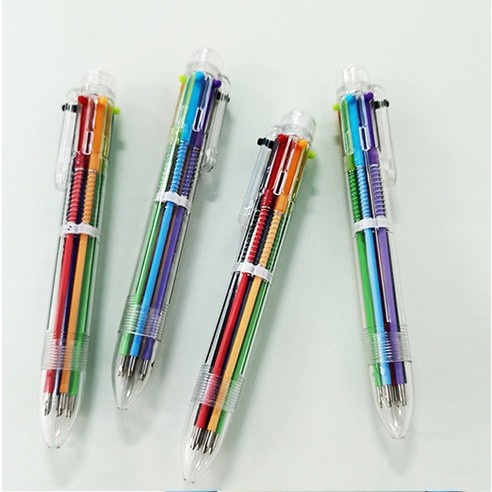 

Pulpen 6 Warna Transparan Pena Ballpont Pen Six-in-One Color